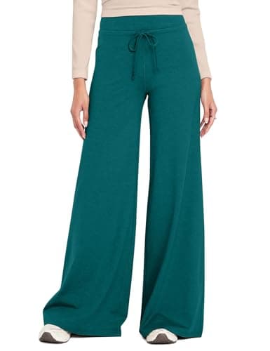 Ugerlov Wide Leg Pants Woman Lounge Soft Elastic High Waisted Yoga Work Pants Stretchy Comfort Fit Trousers Loose Casual Sweat Pants with Pockets Green XS - Image 1