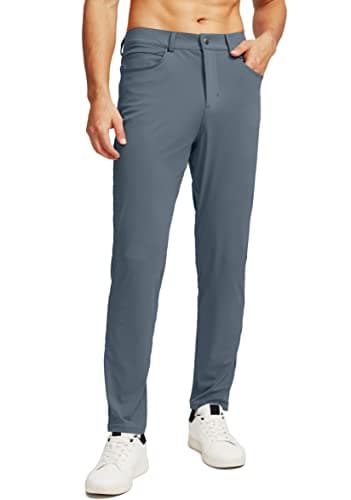 G Gradual Men's Stretch Golf Pants with 6 Pockets Slim Fit Dress Pants for Men Travel Casual Work (Dusty Blue, L) - Image 1