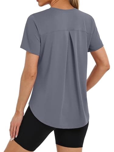 BKRIVE Gym Clothes for Woman Short Sleeve Shirts with Sun Protection UPF 50+ Outfits for Golf Darkgray S - Image 1