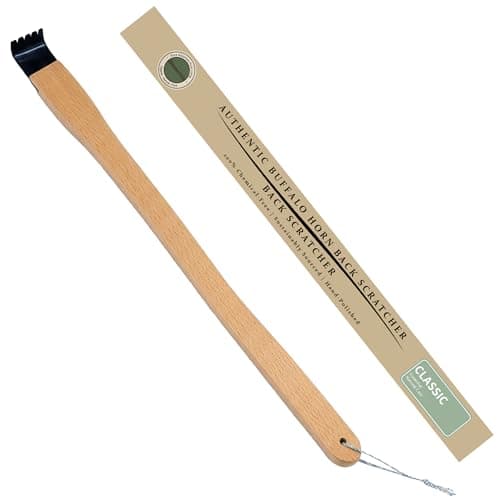 Zhomerzia Buffalo Horn Wood Back Scratcher, Father's Day Collection, Feels Like Fingernails, 17" Long Reach, Reinforced Mortise and Tenon Joint - Image 1