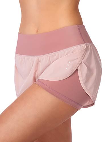 Soothfeel Women's 2 in 1 Running Shorts Workout Athletic Gym Yoga Shorts for Soothfeel Women with Phone Pockets Pink - Thumbnail 3
