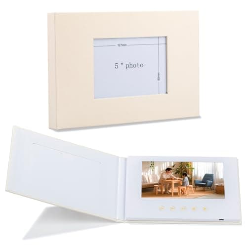 Sourcingbay Elegant Linen-Covered Video Album with Photo Insert | 7-Inch IPS Screen, 4GB Memory, USB-C Charging | Perfect for Weddings, Retirements, and Special Occasions - Image 1