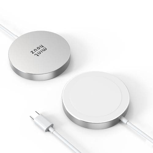 Minthouz 15W Fast Magnetic Wireless Charger, Mag Safe Charging Pad Compatible with iPhone 17 Pro Max/17 Pro/17, iPhone 16/15/14/13/12 Series, AirPods, Qi-Enabled Devices (Silver) - Image 1
