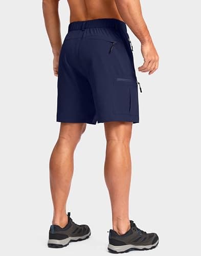Pudolla Men's Hiking Cargo Shorts Lightweight 7" Travel Casual Shorts for Men Golf Work Outdoor with 5 Zipper Pockets(Navy X-Large) - Thumbnail 2