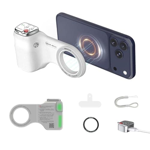COMITOK Phone Camera Grip MOCA ARCO for Video Recording with Thumb Rest Area Design for iPhone Pro Max, with Enhanced Phone Mount & Detachable Remote for Easy Shooting, Video Call, Support iOS17/18/26
