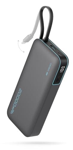 CUKTECH 45W Power Bank 20000mAh, Portable Travel Charger Built-in USB C Cable, Fast Charging Battery Pack for iPhone 16/15/14/13, iPad, Samsung Galaxy, Google Pixel, Android and More (Gray) - Image 1