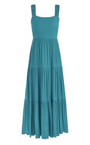 PRETTYGARDEN Women's Sleeveless Tank Tiered Maxi Dress Solid Color Flowy Chiffon Summer Dresses for Women 2026 Wedding Guest (Blue Green,Small) - Image 1