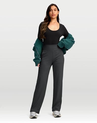 G Gradual Women's Yoga Pants Wide Leg with Pockets High Waist Stretch Loose Casual Lounge Sweatpants Petite/Regular/Tall (Charcoal, Inseam 28, XXL) - Thumbnail 6