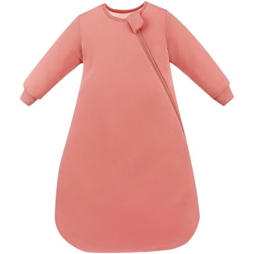 PurComfy Supersoft Long Sleeve Sleep Sack 1.0 TOG, Premium Baby Sleeping Bag 2-Way Zipper Sleep Sack with Sleeves 15-24 Month, Coral - Image 1