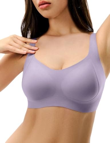 Lehoba Seamless Bras for Women, Wireless Supportive Bra Comfortable No Underwire Full Coverage Push Up Bra Lilac - Image 1