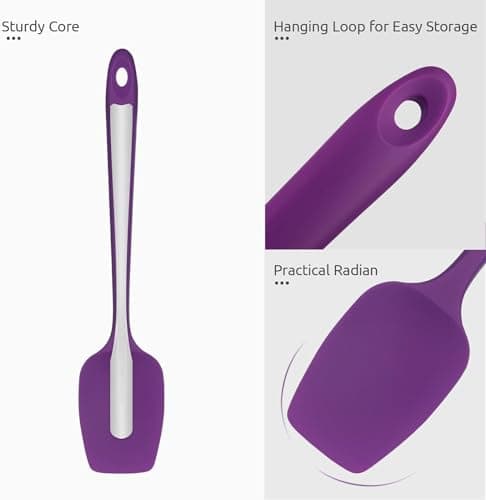 HFLYJPYW Spatulas Set of 6, Food Grade Silicone Spatulas Rubber Heat Resistant, Stainless Steel Core, Kitchen Utensils Nonstick for for Cooking, Baking and Mixing(purple) - Thumbnail 3