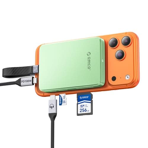 ORICO 10Gbps Magnetic M.2 NVMe SSD Enclosure with USB-C Dock Compatible for Phone 17/16/15 Pro/Max/Plus ProRes Recording TF/SD Card Slot PD 100W for 2230/2242/2260/2280 B+M M-Key Diskless AP80F Green - Image 1