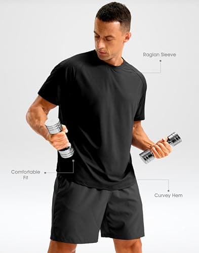 Soothfeel Mens Workout Shirts Quick Dry Athletic Running T-Shirts Short Sleeve Cooling Moisture Wicking Gym Active Tee Tops Black S - Thumbnail 4
