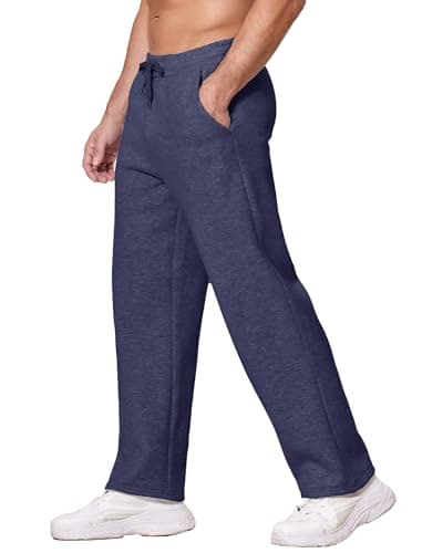 Deyeek Men's Sweat Pants Winter Fleece Sweatpants Open Bottom Warm Sweatpants Navy Sweatpants Men Lounge Pants with Pockets - Image 1