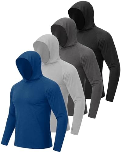 BOOJO 4 Pack Sun Hoodie for Men - UV UPF 50+ Fishing Shirts Long Sleeve Lightweight Tops for Athletic Running Gym Workout - Image 1