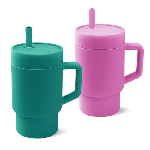 DLOCCOLD Silicone Straw Cup, Adorable Miniature Tumbler with Straw Handle, Tumbler Cup, 10oz, Easy to Clean - Image 1