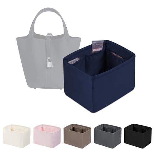 Purse Organizer Insert for Picotin 18/22, Satin Bag Organizer for Picotin Bags, Lightweight Purse Essentials for Women Luxury Handbags, Soft Touch Inner Liner with Multiple Pockets (Blue nuit, PC18)
