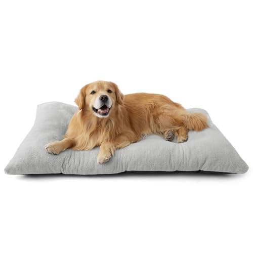 Bedsure Washable XXL Dog Bed for Crate, Giant Comfort Fluffy Plush Pet Pillow Bed Kennel Pad with Non-Slip Bottom, Machine Washable Pet Sleeping Mat for Jumbo, 47"x29", Gray