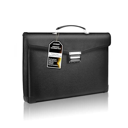 Heat & Water Resistant Fireproof Document Bag w/2 Pockets, Lockable Fire Proof Money Box w/Zipper, 700 Sheet Capacity Safe Storage for Home Office Important Documents Cash & Laptop, Black, Legal Size - Image 1