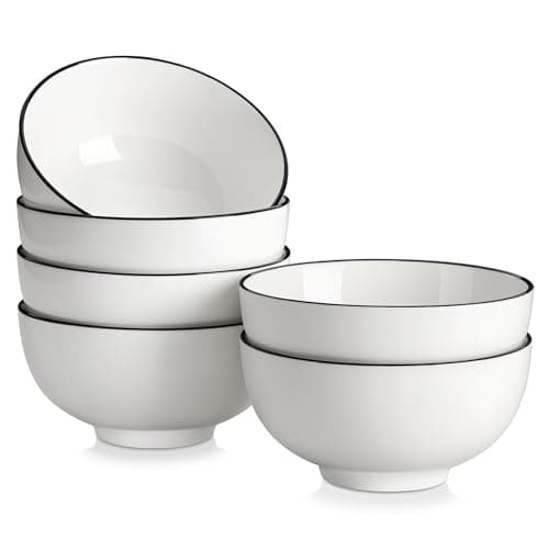 MALACASA Ceramic Soup Bowls, 26Oz Cereal Bowls Set of 6 for Soup, Cereal, Oatmeal, Fruit, Rice - Porcelain Serving Bowl for Kitchen, Dishwasher and Microwave Safe, Series Regular - Image 1