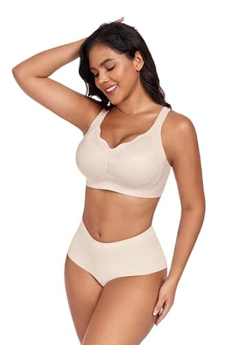 SHIJIALI Womens Wireless Bra Supportive Seamless Bras Full Coverage Push Up Comfortable No Underwire Tshirt Bras Nude - Thumbnail 6