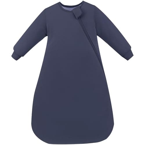 PurComfy Supersoft Long Sleeve Sleep Sack 1.0 TOG, Premium Baby Sleeping Bag 2-Way Zipper Sleep Sack with Sleeves 3-6 Month, Midnight - Image 1