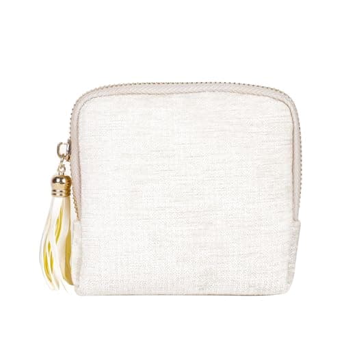 ASINGYER Travel Jewelry Storage Bag for Women, Velvet Portable Jewelry Organizer with Tassel Zipper, Small Pouches for Bracelets Necklaces Rings Earrings, Wedding Gift for Women (beige) - Image 1