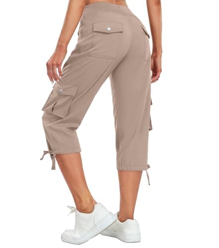 Women Capri Pants for Summer Lightweight Relaxed Fit Waist Cargo Capri Pants Misty Pink - Image 1