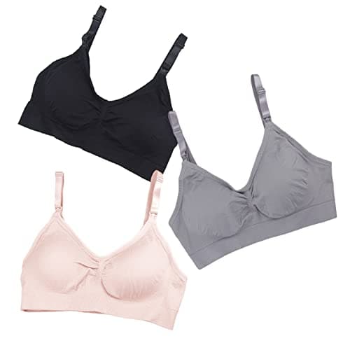Stelle Nursing Bras Maternity Bra for Breastfeeding Pregnancy Wireless Bralette with Pads, Extenders (Black+Gray+Rose Pink,S) - Thumbnail 6