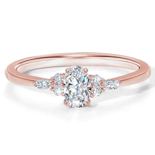 Fimewon Promise Rings for Her Oval Engagement Rings Rose Gold Bands Dainty Jewelry Unique Gifts for Women Size 7 - Image 1