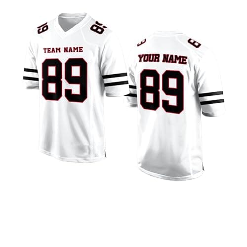 Black White Red Custom Football Jersey for Women Men Team Clothing Name Number Jerseys Personalized Shirt Youth Kids Customized Football Uniform Fans Birthday Gift - Image 1