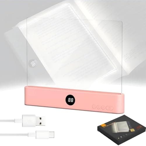 TWINPAIR LED Book Light for Reading, USB Rechargeable Flat Reading Lamp with Full Page Light, 3 Colors 2 in 1 Night Light,Dimming & Timer Reading Light Gift for Book Lovers, Students, Readers (Pink) - Image 1