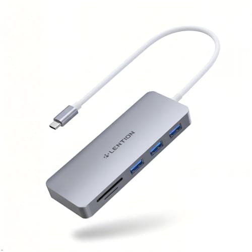 LENTION USB C Hub with 1ft Cable for Laptop Stand, 5-in-1 Multiport Adapter with 3 USB 3.0 5Gbps, TF/SD Card Reader for iPhone 17/16/15, Compatible with MacBook Neo Pro/Air, iPad, Surface, Space Gray - Image 1