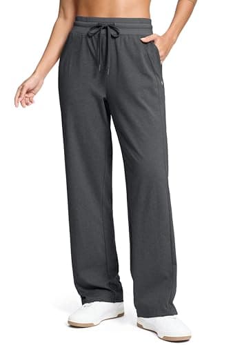 Soothfeel Women's Cotton Sweatpants Lounge Sweat Pants High Waisted Open Bottom Casual Yoga Pants for Women with Pockets, Charcoal, XSmall - Image 1