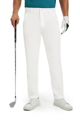 M MAELREG Men's Golf Pants Quick Dry Lightweight 30/32/34 Stretch Work Dress Casual Trousers with 4 Pockets Golf Pants Men White - Image 1