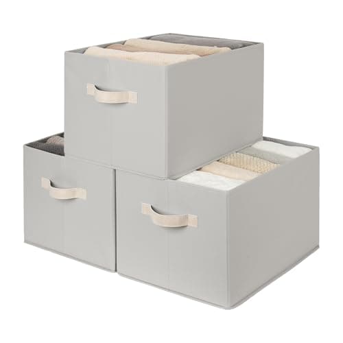 StorageWorks Storage Baskets for Shelves, Fabric Storage Bins, Closet Organization and Storage Baskets, Organizer Bins for Clothes, Light Gray, Extra Large, 3-Pack - Image 1
