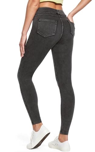 IUGA Stretchy Jeans for Women High Waist Jeggings Tummy Control Skinny Jeans Pull on Leggings with Pockets Trendy Casual(Gray, Large) - Image 1