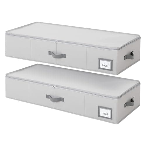 GRANNY SAYS 7.5" Foldable Underbed Storage Box with Lid, 82L Large Under Bed Storage Containers with Reinforced Bottom for Comforters & Blankets, High Capacity Seasonal Bedding Organizer, 2 Pack,Grey - Image 1