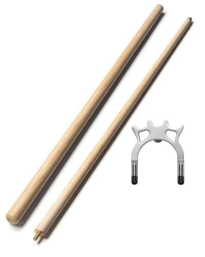 LOCKCUE 57" 2 Piece Pool Cue Stick, Maple Wood with Chrome-Plated Zinc Alloy Screw-on High Crown Bridge Head