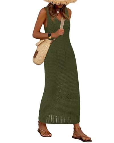 BTFBM Crochet Swimsuit Coverup for Women Summer Outfits Spring 2026 Swimwear Bathing Suit Cover Up Beach Vacation Clothes(Army Green, Small) - Image 1