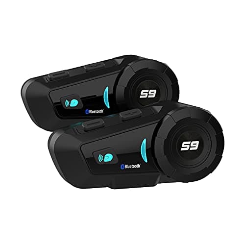 SCSETC S-9 Motorcycle Helmet Bluetooth Headset - 2000m, 6-Rider Intercom - Bluetooth Helmet Headset with CVC Noise Cancellation, Handsfree/Voice Control/HD Music - 2 Pack