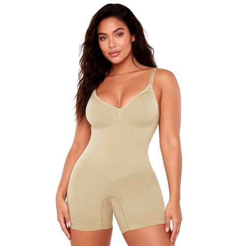BaseTry Shapewear Bodysuit for Women Tummy Control Seamless Sculpting Hip Enhancer Body Shaper (Beige, XL) - Image 1