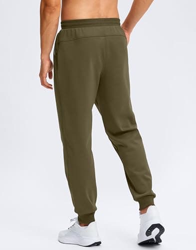 Soothfeel Men's Fleece Joggers Cotton Sweatpants with Deep Pockets Loose Athletic Running Gym Workout Winter Warm Pants, Muscus Green 2XL - Thumbnail 2