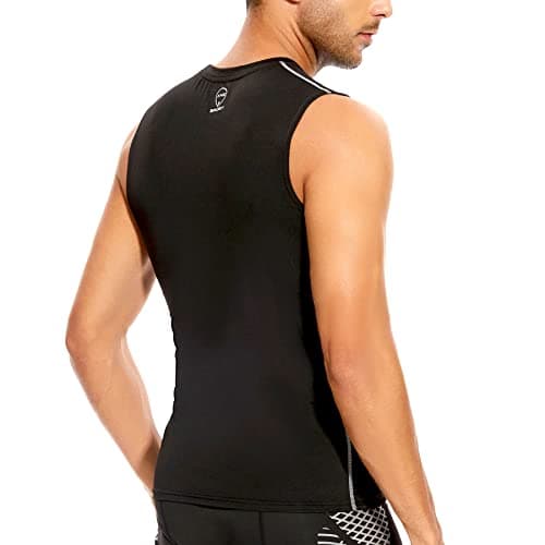 AMZSPORT Men's 3 Pack Compression Tank Top, Sleeveless Base Layer Workout Undershirt, Moisture Wicking Athletic Gym Vest, Black XL - Thumbnail 5