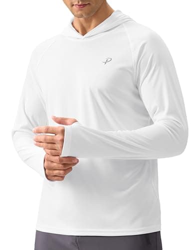 Pudolla Men's Sun Protection Hoodie Shirts UPF 50+ Rash Guard SPF Long Sleeve Fishing Shirt for Men Swim Hiking Boating(White XXX-Large) - Image 1