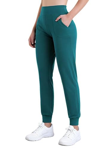 Sunzel Lightweight Soft Joggers for Women with Pockets, High Waisted Sweatpants Hiking Yoga Pants for Workout Lounge Running 28" Inseam Forest Green X-Small - Image 1