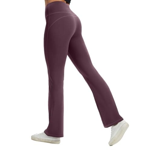 AMLEER Women's Buttery Soft High Waisted Yoga Leggings - Flare Bootcut Tummy Control Pants, Workout Leggings for Yoga Gym - Image 1