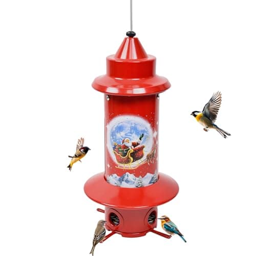 Squirrel Proof Bird Feeders, Long Lasting Bird Feeder for Outdoors, Reliable and Rust Resistant Metal Station for Prevents Squirrels from Stealing Food,5LB Large Capacity,Red - Image 1