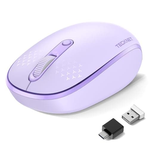 TECKNET Bluetooth Wireless Mouse (BT5.0/3.0 & 2.4G) Silent Click Compact and Portable USB Cordless Optical Computer Mice,Bluetooth Mouse for Laptop Computer Notebook PC,Purple - Image 1