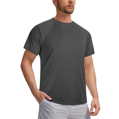 3rd hill Mens Swimming Shirts Short Sleeve UPF 50 Quick Dry Sun Protection Rash Guard Shirts for Fishing Running Dark Grey XXL